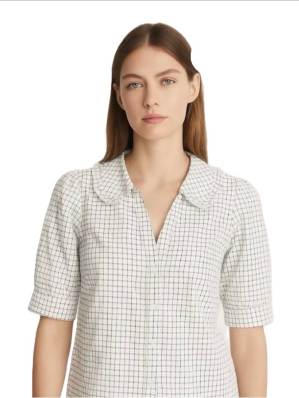 Madewell White Checked Button-Down Shirt